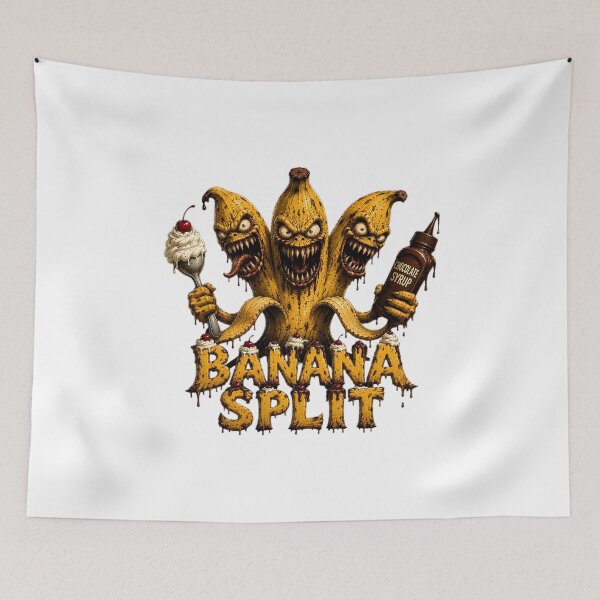 Item preview, Banana Split - Scary Three Headed Monster Funny Horror Print designed and sold by HorrorWorldWeb.