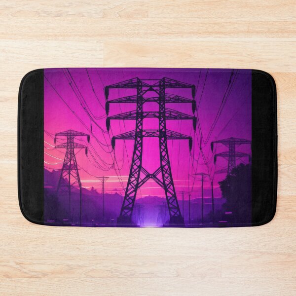 Item preview, Electricity Pylon Highway Synthwave Sunset Landscape designed and sold by Pylon-Bureau.