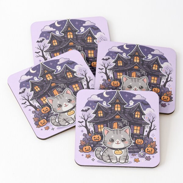 Item preview, Cute Cat at Haunted House Halloween Kawaii Albo: Kawaii Kitten Spooky Haunted House designed and sold by MAISON SYLVIE.