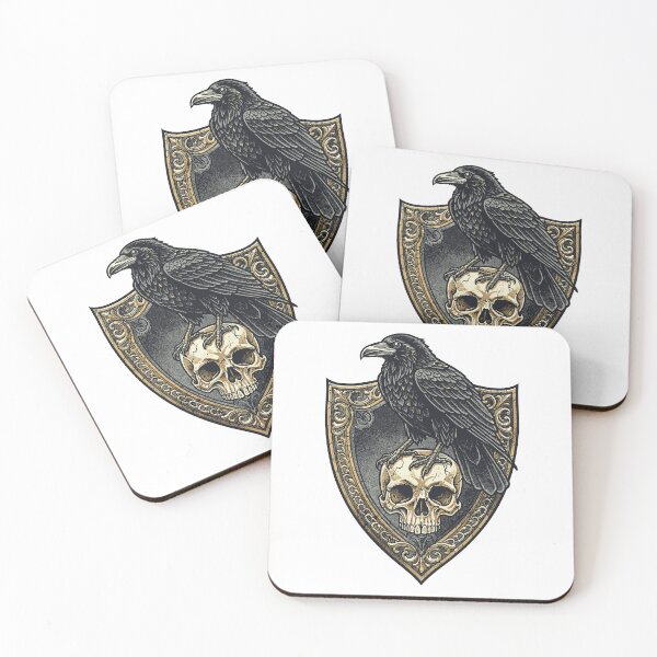 Item preview, Ornate Gothic Raven Skull Symbol Shield designed and sold by Romgora.