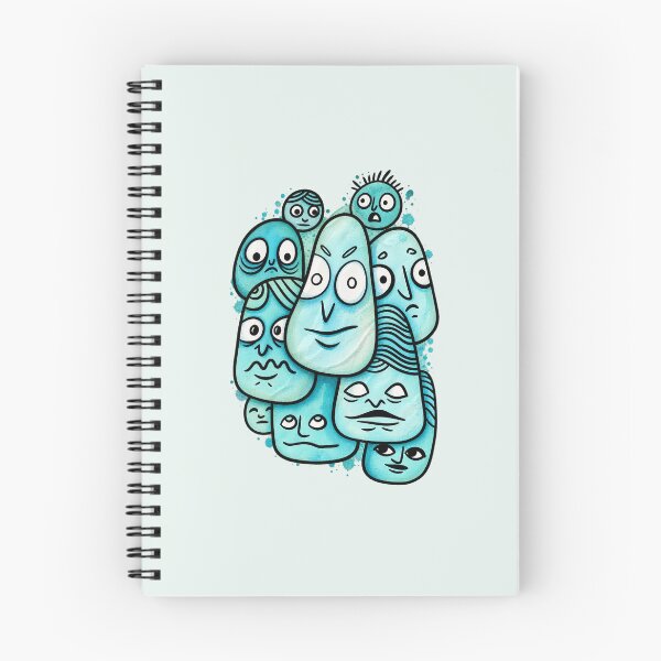 Item preview, Grumpy Blob Faces - Quirky Turquoise Character Art designed and sold by lalatrash.