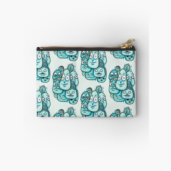 Item preview, Grumpy Blob Faces - Quirky Turquoise Character Art designed and sold by lalatrash.