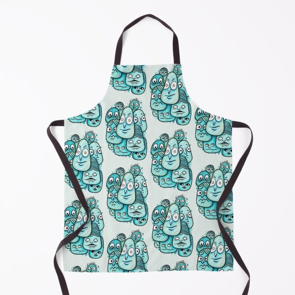 Item preview, Grumpy Blob Faces - Quirky Turquoise Character Art designed and sold by lalatrash.