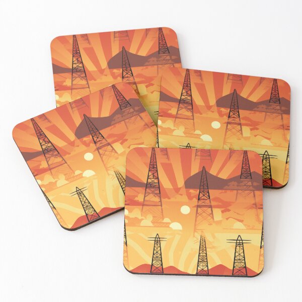 Item preview, Electric Transmission Towers at Orange Sunset designed and sold by Pylon-Bureau.