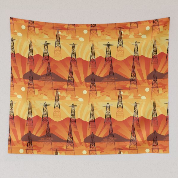 Item preview, Electric Transmission Towers at Orange Sunset designed and sold by Pylon-Bureau.