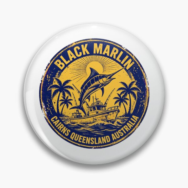 Item preview, Black Marlin Cairns Queensland Fishing Great Barrier Reef Marlin Fishing Vintage Badge designed and sold by Yellowriversss.