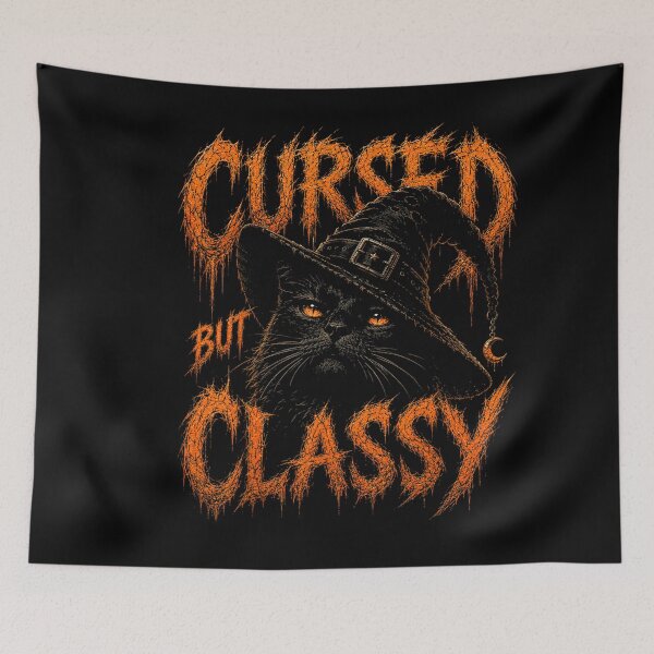 Item preview, Cursed but Classy Black Cat Witch Halloween designed and sold by VioletNance.