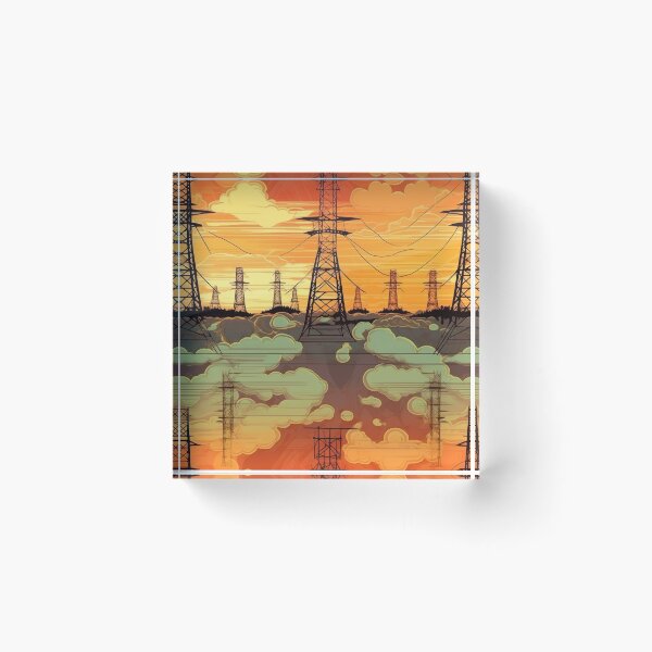Item preview, Power Line Towers Sunset Cloud Pattern designed and sold by Pylon-Bureau.