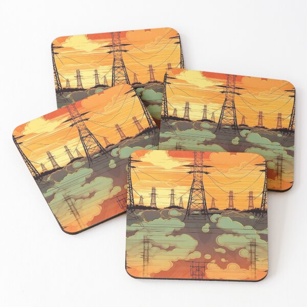 Item preview, Power Line Towers Sunset Cloud Pattern designed and sold by Pylon-Bureau.