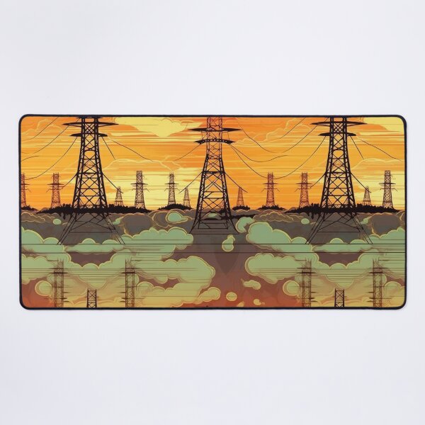 Item preview, Power Line Towers Sunset Cloud Pattern designed and sold by Pylon-Bureau.