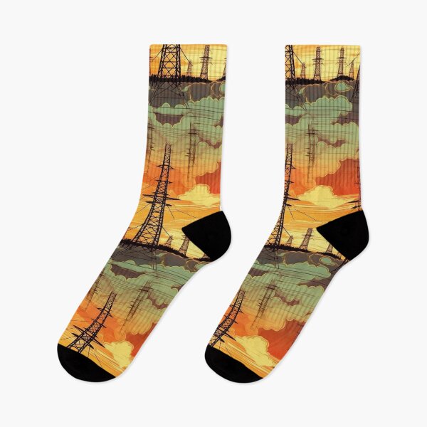 Item preview, Power Line Towers Sunset Cloud Pattern designed and sold by Pylon-Bureau.