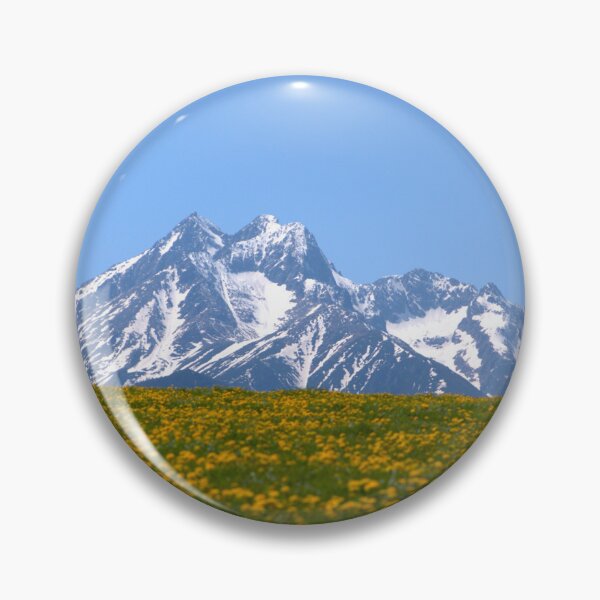 Item preview, Snowy Mountain Peaks and Dandelion Meadow Landscape designed and sold by Rogi74.
