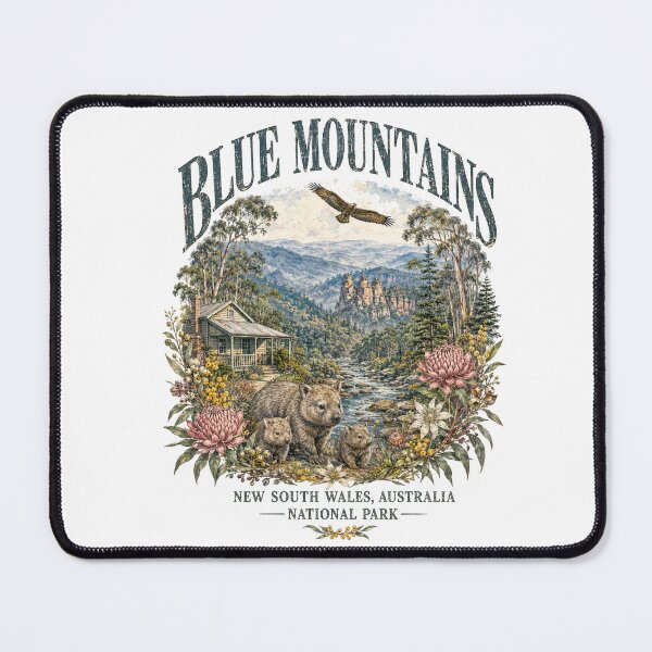 Item preview, Blue Mountains NSW Australia Art Three Sisters Wombat Family National Park Vintage designed and sold by Yellowriversss.