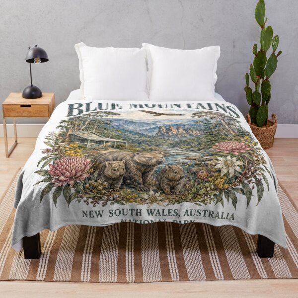 Item preview, Blue Mountains NSW Australia Art Three Sisters Wombat Family National Park Vintage designed and sold by Yellowriversss.