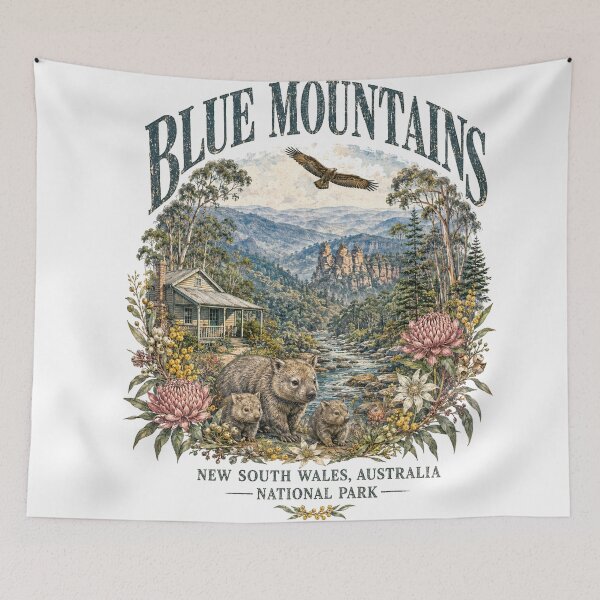 Item preview, Blue Mountains NSW Australia Art Three Sisters Wombat Family National Park Vintage designed and sold by Yellowriversss.
