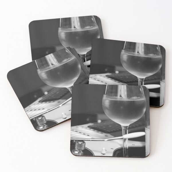 Item preview, Black and White Wine Glass and Electric Guitar Art designed and sold by Rogi74.