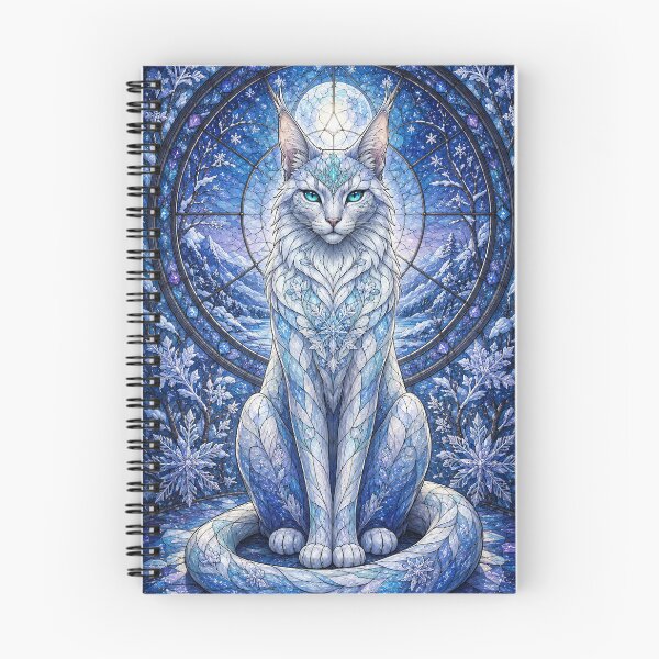 Item preview, The Guardian of Winter – Ice Cat in Blue Stained Glass designed and sold by Pixel Otaku Gallery.