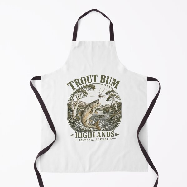 Item preview, Trout Bum Highlands Tasmania Brown Trout Fly Fishing Tasmania Vintage Badge designed and sold by Yellowriversss.