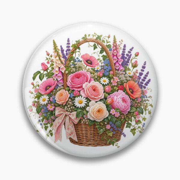 Item preview, Wicker Basket Overflowing With Spring Blooms designed and sold by AuudiVasustudio.