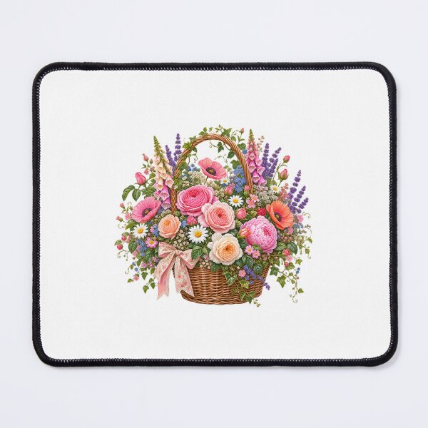 Item preview, Wicker Basket Overflowing With Spring Blooms designed and sold by AuudiVasustudio.
