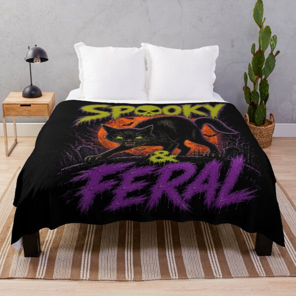 Item preview, Spooky and Feral Black Cat Retro Halloween Horror designed and sold by VioletNance.
