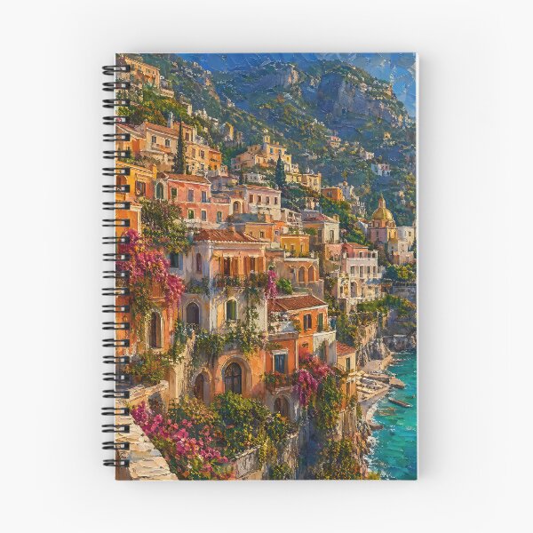 Item preview, Amalfi Coast Cliffside Village Oil Painting designed and sold by ArtAmbience.