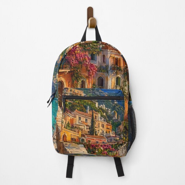 Item preview, Amalfi Coast Cliffside Village Oil Painting designed and sold by ArtAmbience.