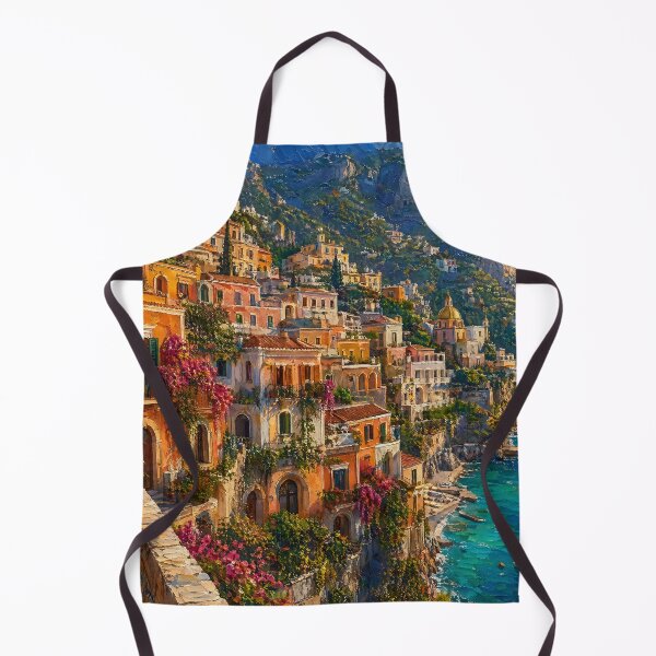 Item preview, Amalfi Coast Cliffside Village Oil Painting designed and sold by ArtAmbience.