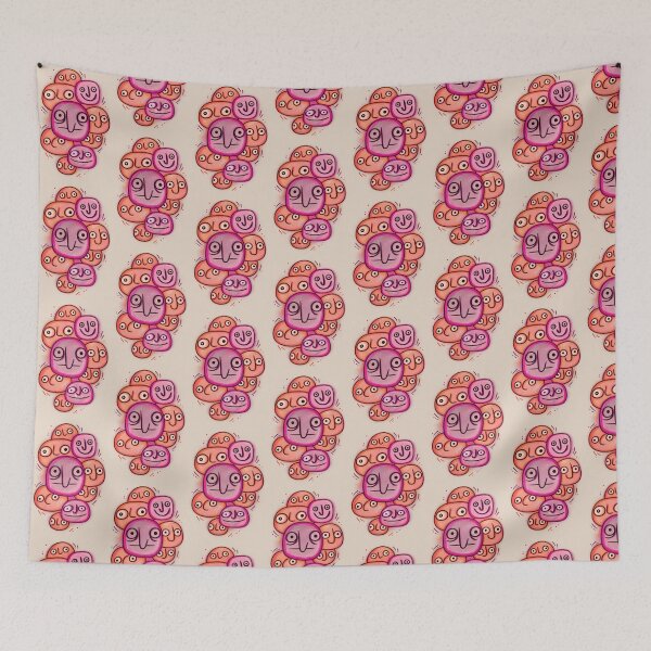 Item preview, Pastel Quirky Faces Retro Doodle Art designed and sold by lalatrash.
