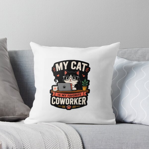 Item preview, Copy of My Cat Is My Favorite Coworker– Funny Cat Lover Sticker designed and sold by PromptVaultArt.
