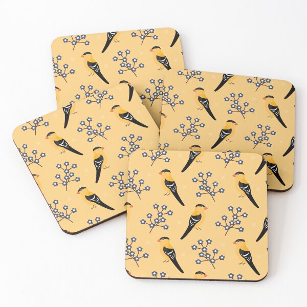 Item preview, American goldfinches on yellow designed and sold by reneesillus.