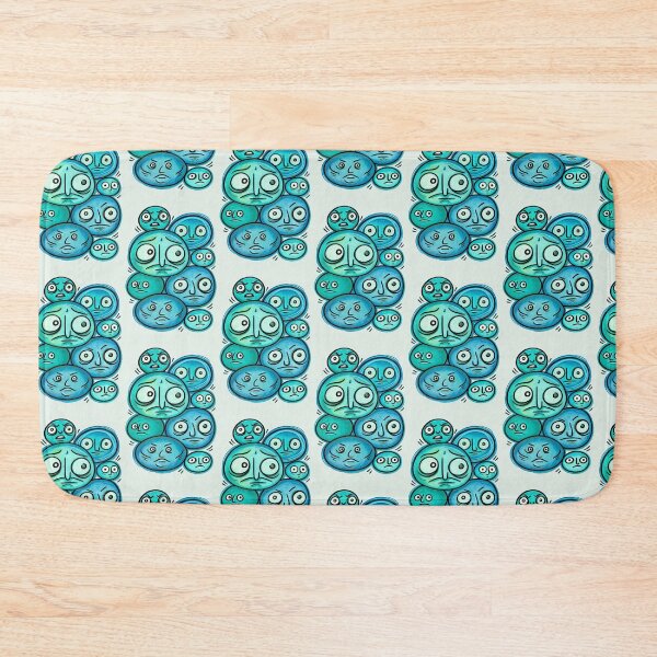 Item preview, Teal Weird Faces Retro Doodle Art designed and sold by lalatrash.