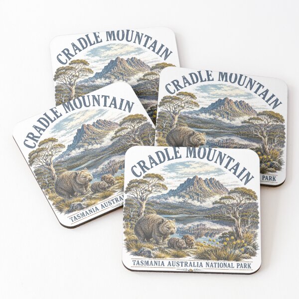 Item preview, Cradle Mountain Tasmania National Park Art Wombat Family Dove Lake Vintage designed and sold by Yellowriversss.