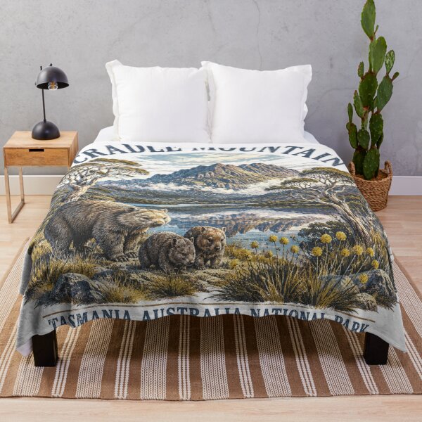 Item preview, Cradle Mountain Tasmania National Park Art Wombat Family Dove Lake Vintage designed and sold by Yellowriversss.