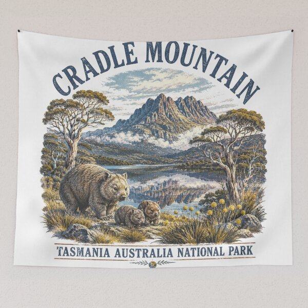 Item preview, Cradle Mountain Tasmania National Park Art Wombat Family Dove Lake Vintage designed and sold by Yellowriversss.