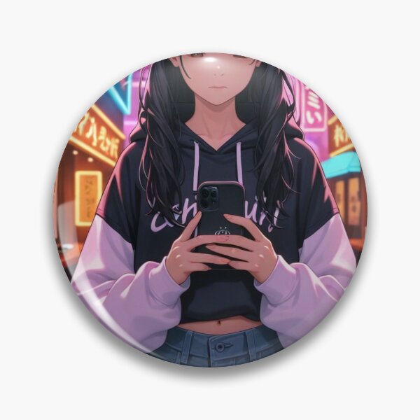 Item preview, Anime waifu in a hoodie on a lit street designed and sold by rolfzogg.