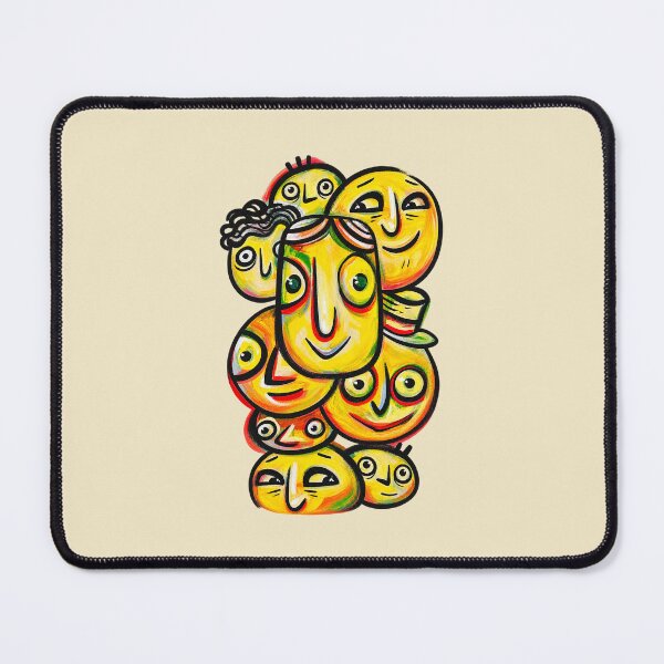 Item preview, Yellow Weird Faces Abstract Doodle Art designed and sold by lalatrash.