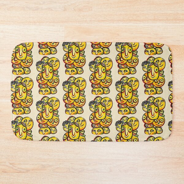 Item preview, Yellow Weird Faces Abstract Doodle Art designed and sold by lalatrash.