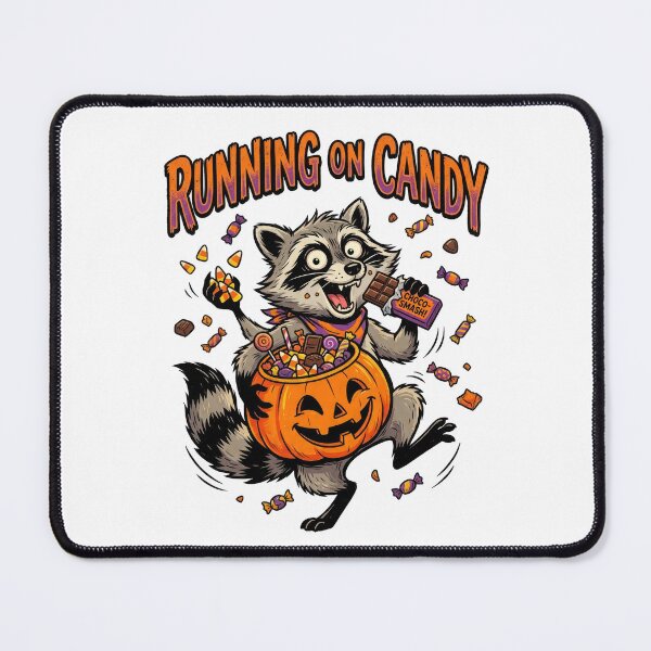 Item preview, Running on Candy Funny Raccoon Halloween Design designed and sold by PlumArtDesign.