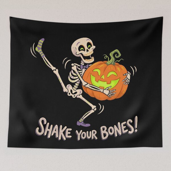 Item preview, Shake Your Bones Dancing Skeleton Halloween Pumpkin designed and sold by Sekla-Studio.