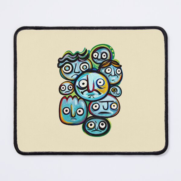 Item preview, Yellow Weird Faces Abstract Doodle Art designed and sold by lalatrash.