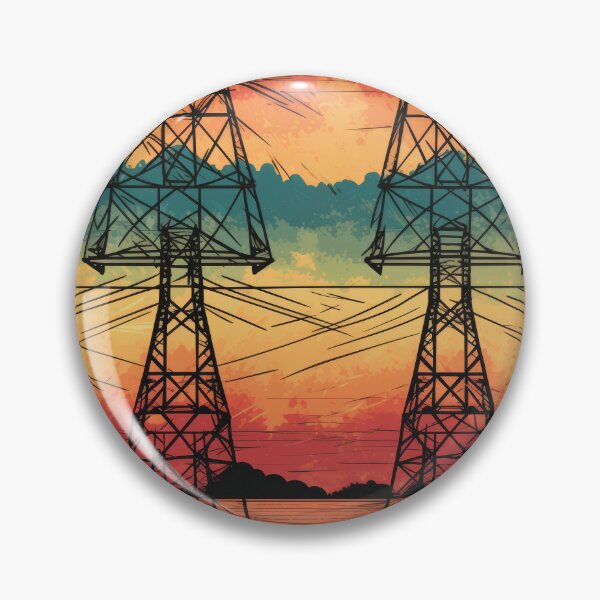 Item preview, Electricity Pylons Vintage Sunset Landscape designed and sold by Pylon-Bureau.