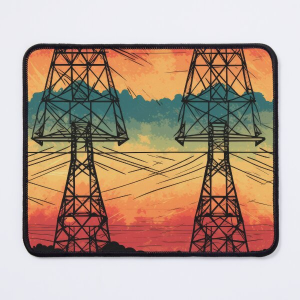 Item preview, Electricity Pylons Vintage Sunset Landscape designed and sold by Pylon-Bureau.