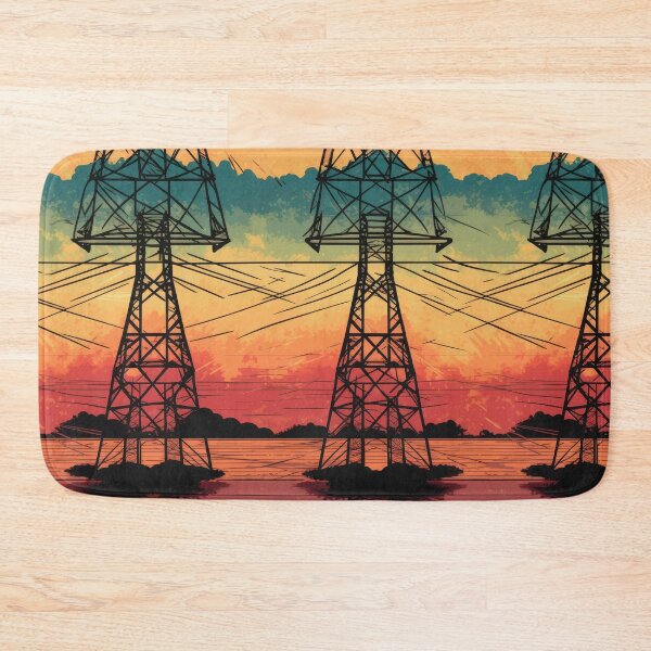 Item preview, Electricity Pylons Vintage Sunset Landscape designed and sold by Pylon-Bureau.