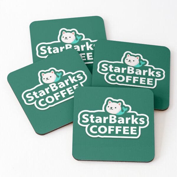 Item preview, StarBarks Coffee Logo Design With Cute Mermaid Dog Mascot Green Badge Branding Concept designed and sold by KanDa-Shop.