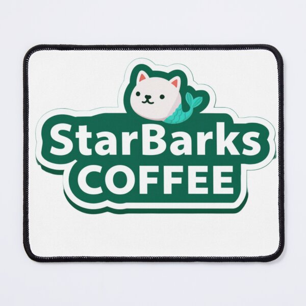 Item preview, StarBarks Coffee Logo Design With Cute Mermaid Dog Mascot Green Badge Branding Concept designed and sold by KanDa-Shop.