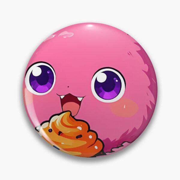 Item preview, Cute Fuzzy Pink Monster Eating Cupcake Icon designed and sold by pumsquare.