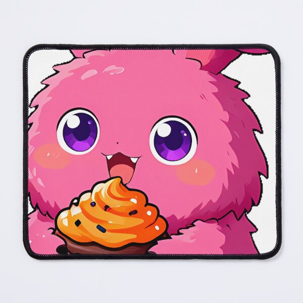 Item preview, Cute Fuzzy Pink Monster Eating Cupcake Icon designed and sold by pumsquare.