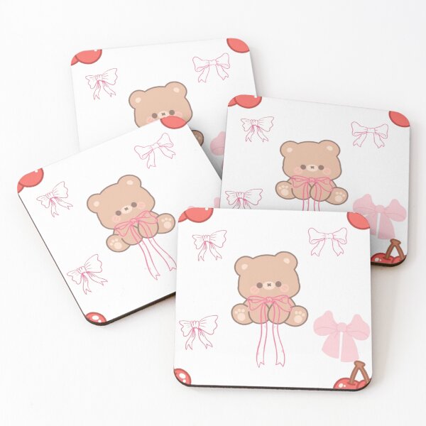 Item preview, Cute Pastel Teddy Bear Pink Bow Cherry Coquette designed and sold by TibbuTees.