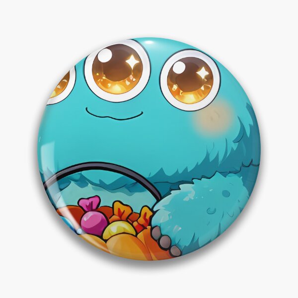Item preview, Cute Multi-Eyed Turquoise Monster with Trick-or-Treat Pail Icon designed and sold by pumsquare.